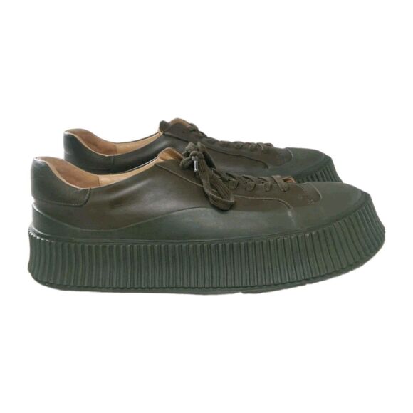 Jil Sander Leather Platform Sneakers Mens  Size 44, US 11 Green